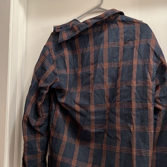 UNISEX Dark Blue and Orange Flannel Pullover by PPDA OJIA - Picture 2 of 5